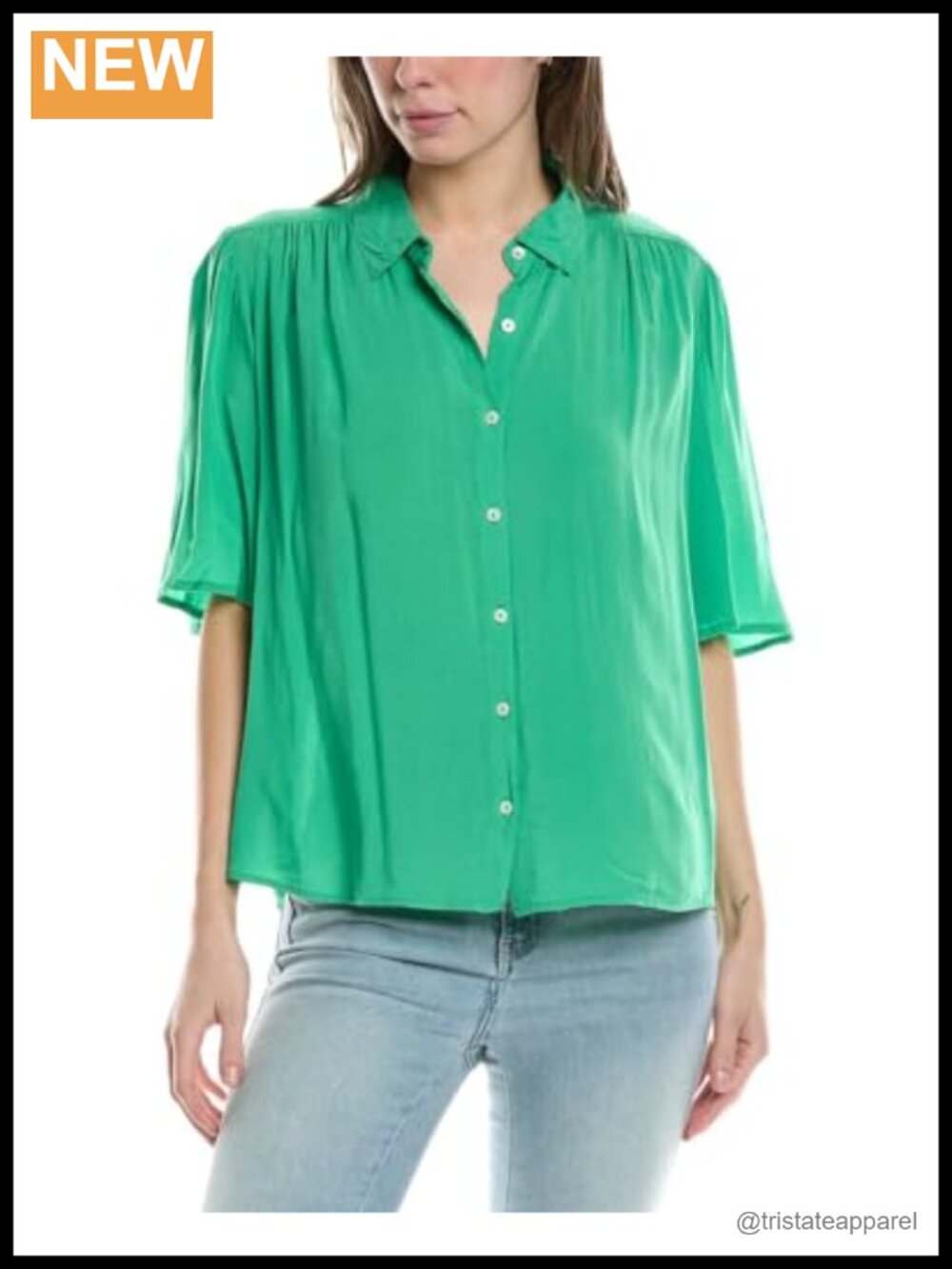 Rayon Challis Button Up Shirt Short Sleeve Women's